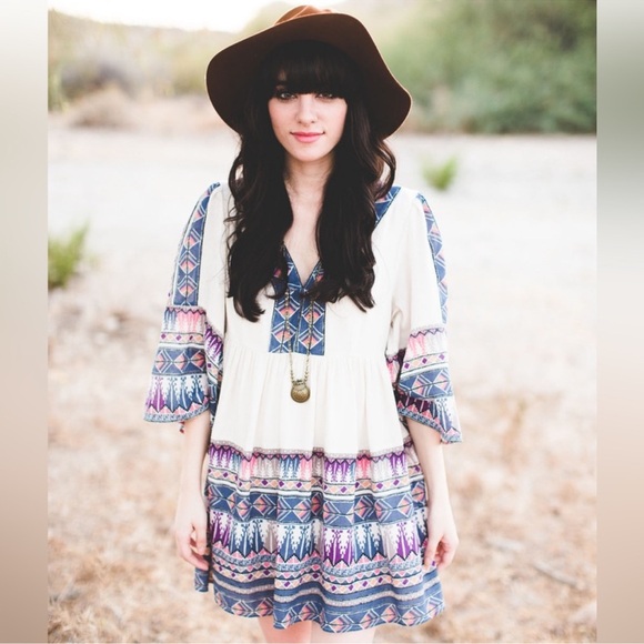 NWOT: Free People Terra Nova Boho Embroidered Relaxed Fit Dress• Small - Picture 4 of 13